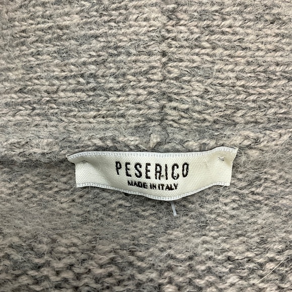 PESERICO GREY FUR TRIMMED KNIT CARDIGAN SWEATER - Picture 4 of 6